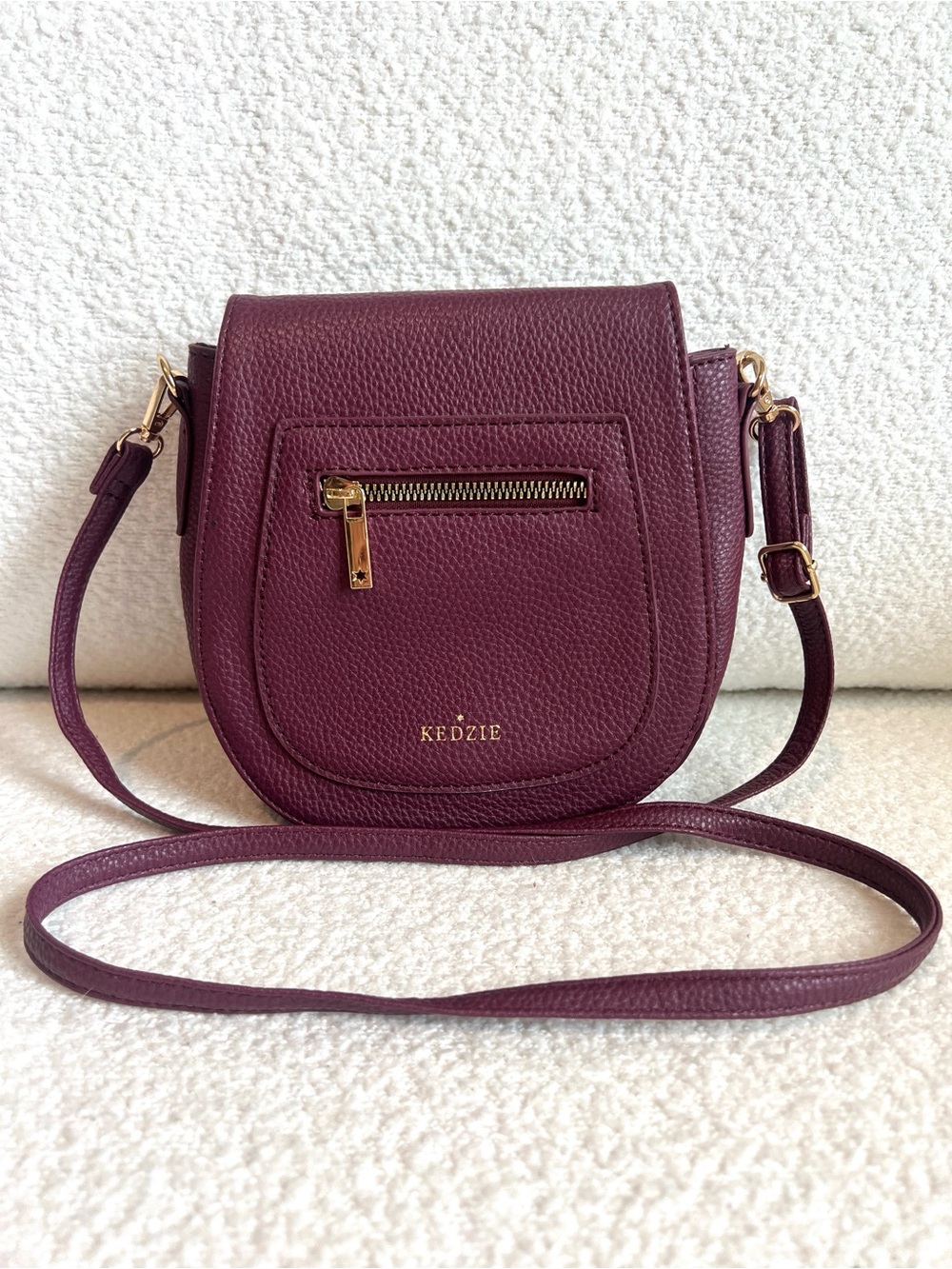 Kedzie Plum Purple Crossbody Shoulder Bag Purse Adjustable Strap Faux Leather